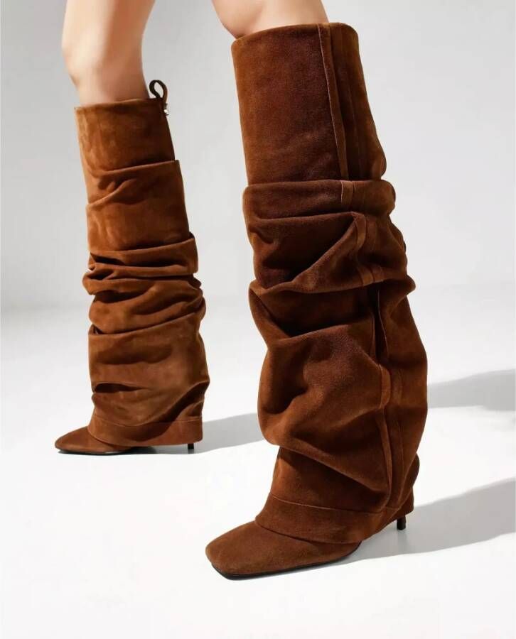 The Attico Bruine Stiletto Laarzen Rea