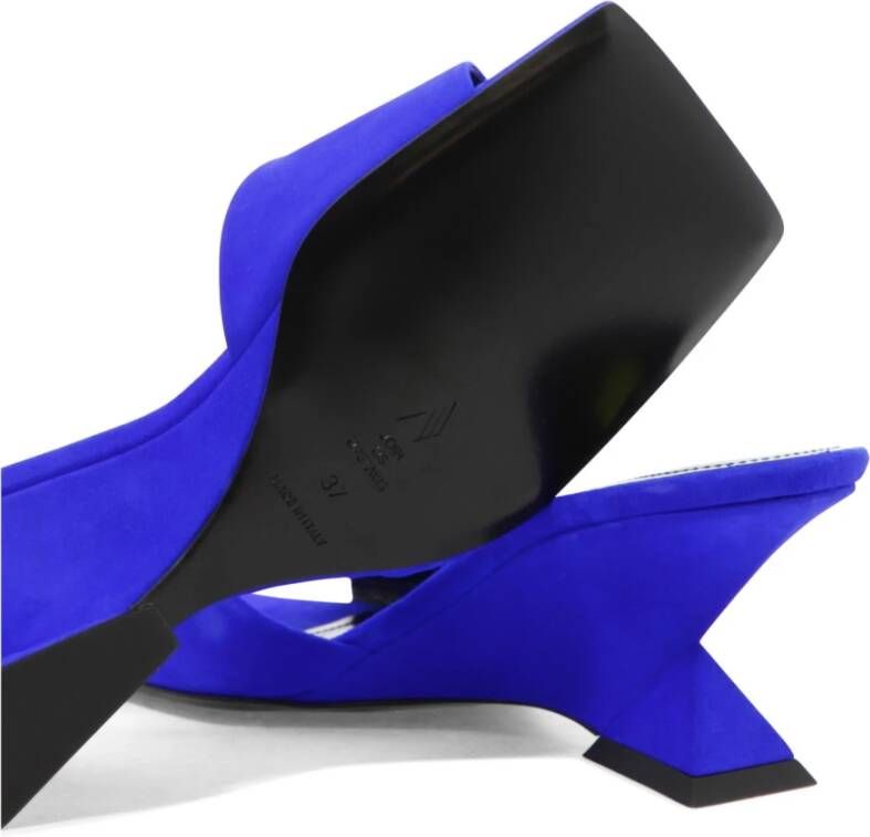 The Attico Cheope Mules in Suède en Leer Blue Dames
