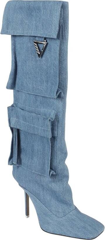 The Attico Denim Gewassen Enkellaarzen Blue Dames