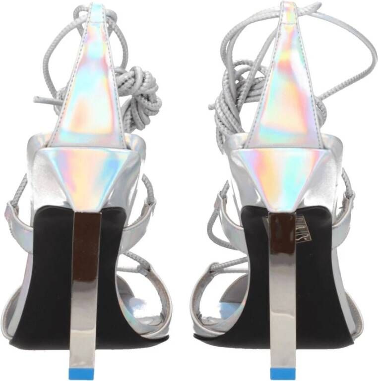 The Attico Grijze Leren Stiletto Hakken Sandalen
