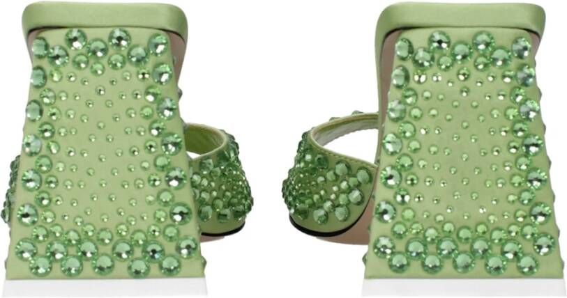 The Attico Groene Satijnen Stiletto Hak Sandalen