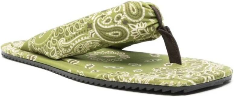The Attico Groene Thong Flat Slides Schoenen