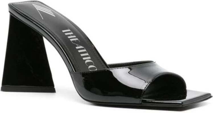 The Attico Leren sandalen met vierkante neus Black Dames