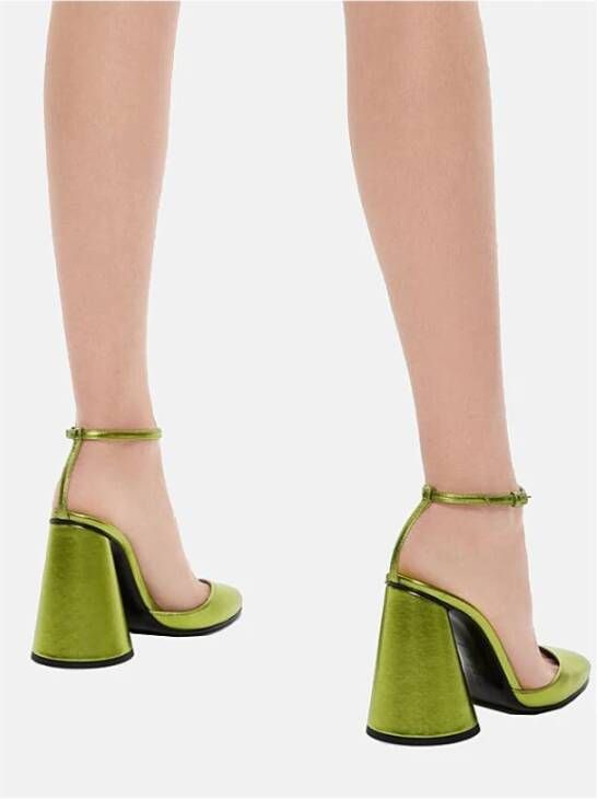 The Attico Luz Acid Green Gelamineerde Sandalen met Hak