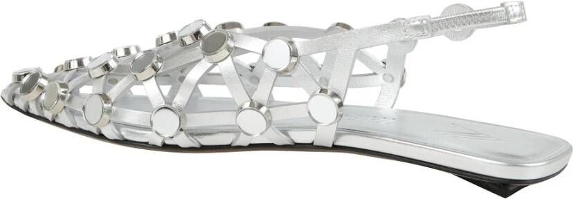The Attico Metallic Silver Grid Ballerina Schoenen
