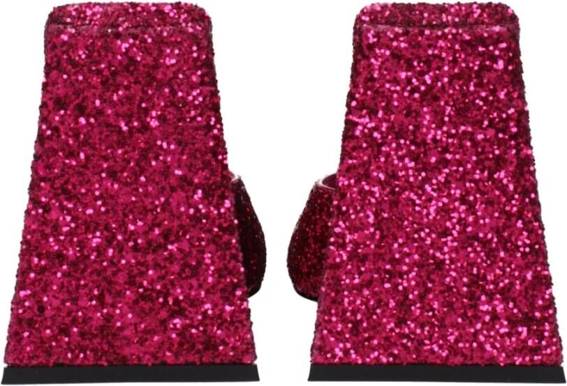 The Attico Roze Glitter Hoge Hak Sandalen