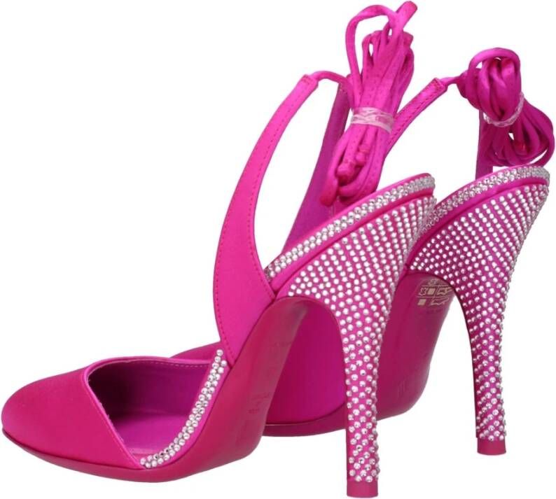 The Attico Roze Satijnen Stiletto Hak Sandalen
