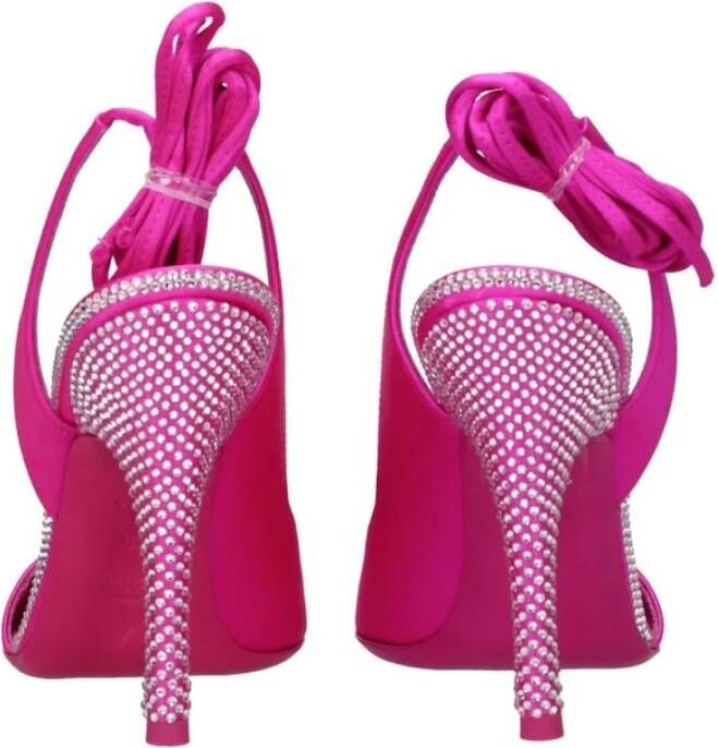 The Attico Roze Satijnen Strass Hoge Hak Sandaal