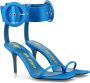 The Attico Turquoise satijnen sandalen met enkelbandje en zilveren logo-gesp - Thumbnail 2