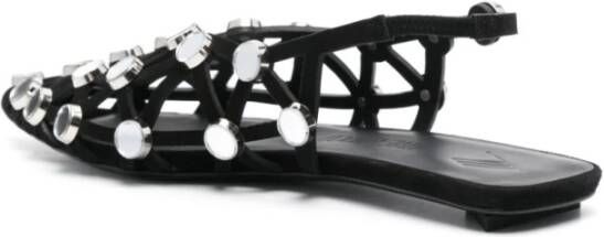 The Attico Zwarte Grid Sandalen met Stud Decoratie Black Dames