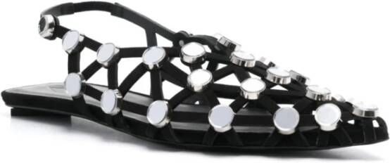 The Attico Zwarte Grid Sandalen met Stud Decoratie Black Dames