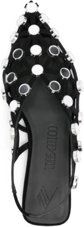The Attico Zwarte Grid Sandalen met Stud Decoratie Black Dames