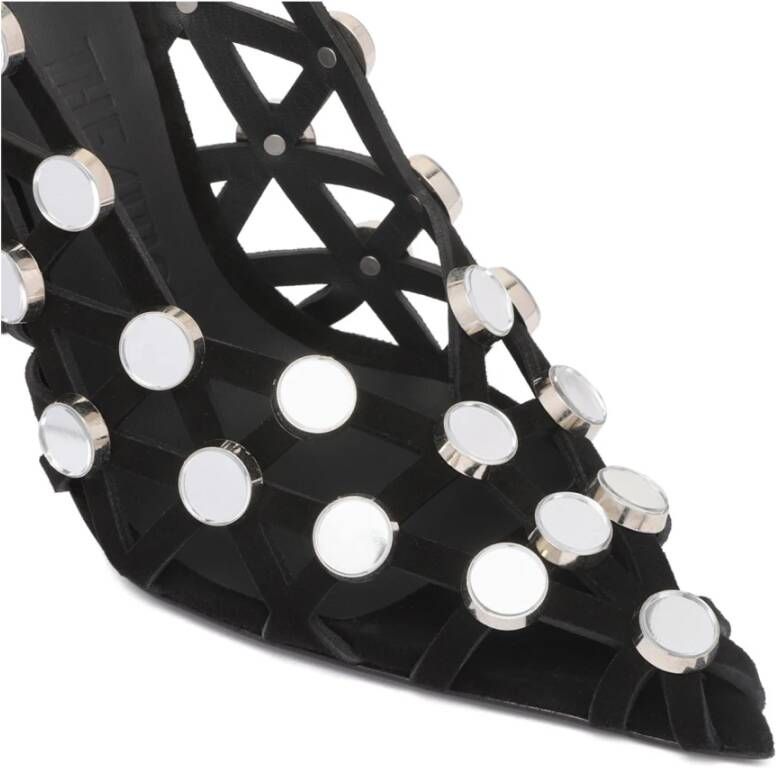 The Attico Zwarte Grid Slingback Sandalen