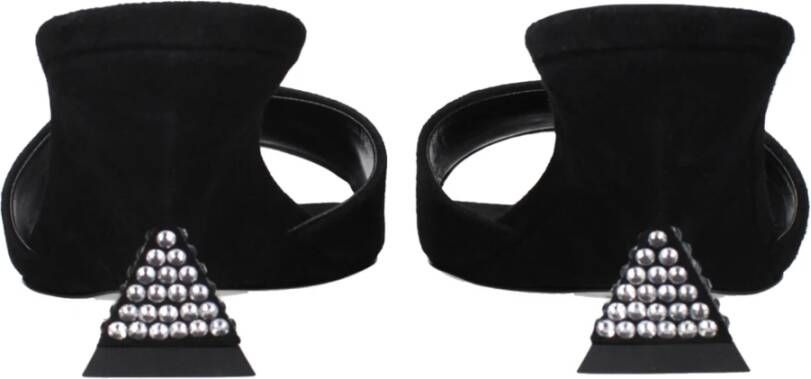 The Attico Zwarte Leren Plateausandalen