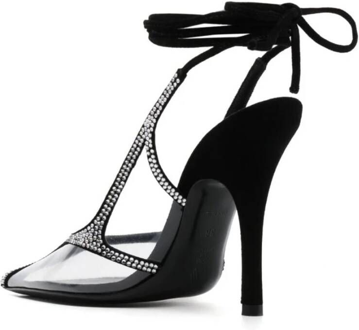 The Attico Zwarte Slingback Pumps met Strass Details