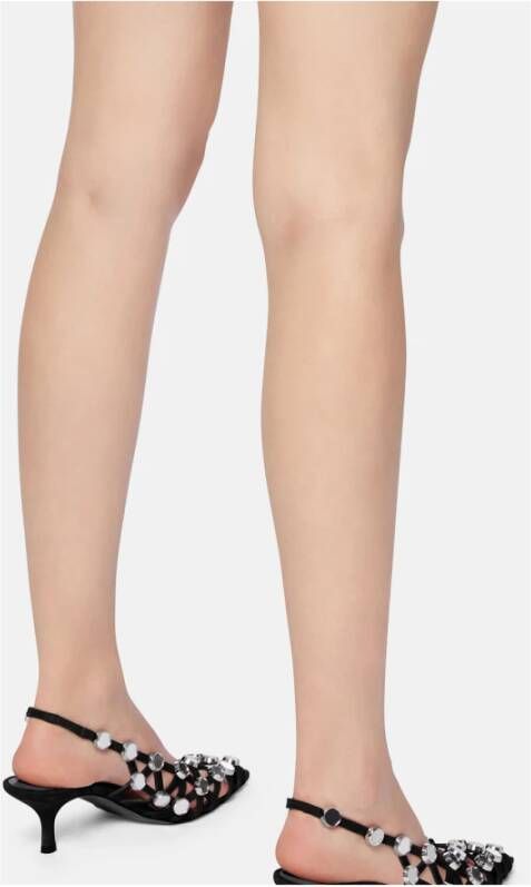 The Attico Zwarte Suède Grid Slingback Schoenen
