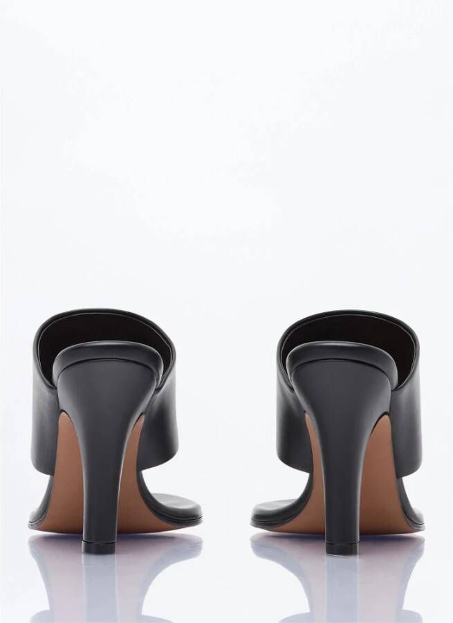 The Row Gevormde Leren Hak Sandalen Black Dames