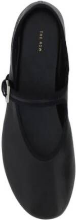 The Row Lamsskin Ballerina's met Verlengde Neus en Veters Black Dames