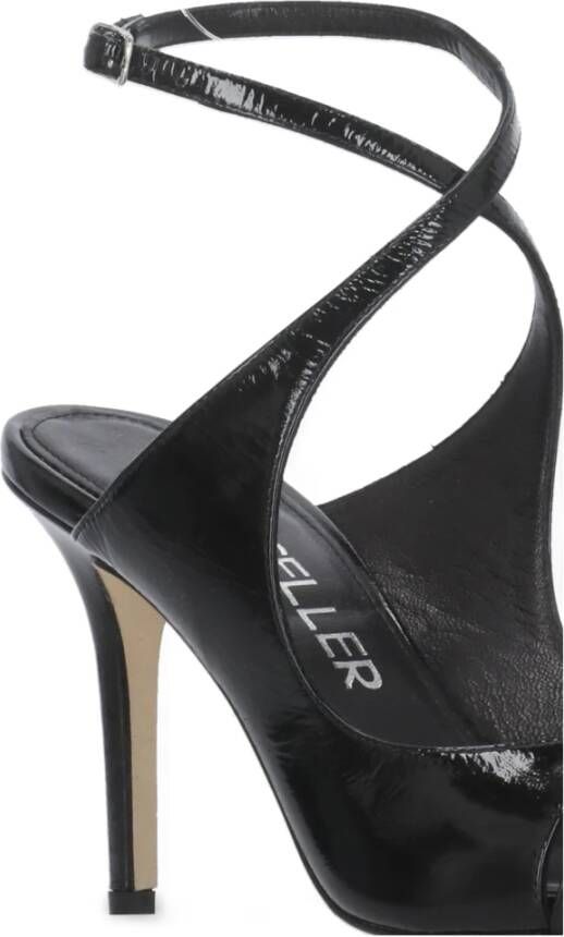 The Seller Zwarte leren stiletto sandalen met enkelbandje