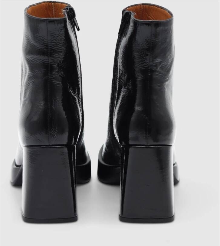 Thea Mika Vierkante Neus Laarzen Zwart Glanzend Leer Black Dames