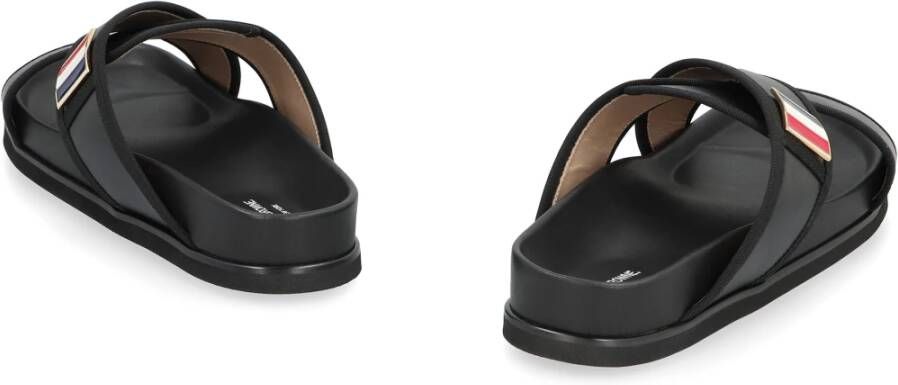 Thom Browne Leren Slippers met Grosgrain Lintdetails