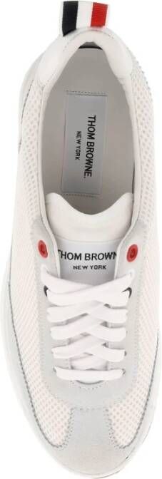 Thom Browne Mesh Tech Runner Sneakers met contrasterende suède inzetstukken White Dames