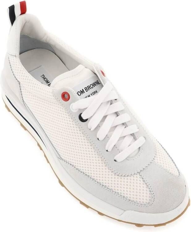 Thom Browne Mesh Tech Runner Sneakers met contrasterende suède inzetstukken White Heren