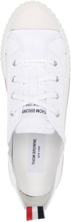 Thom Browne White Stripe-Trim Lace-Up Sneakers