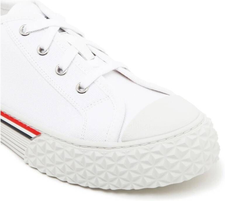 Thom Browne Witte Katoenen Sneakers met Streepdetail