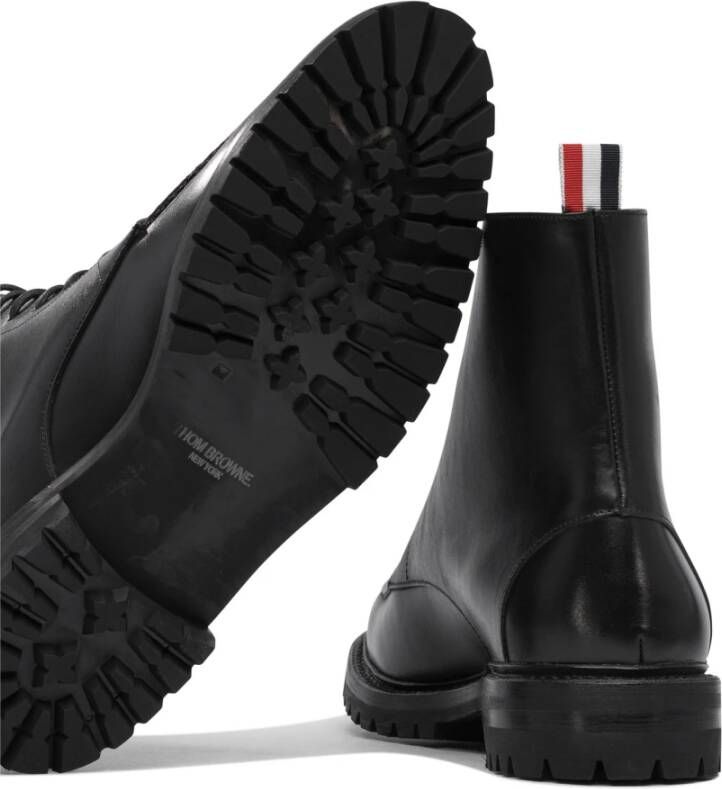 Thom Browne Zwarte Enkellaarzen Premium Leer Rubber