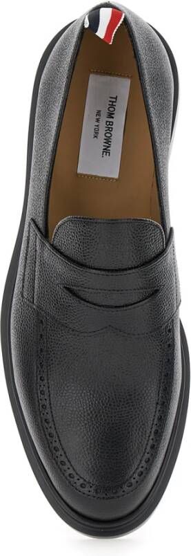 Thom Browne Zwarte leren slip-on loafers