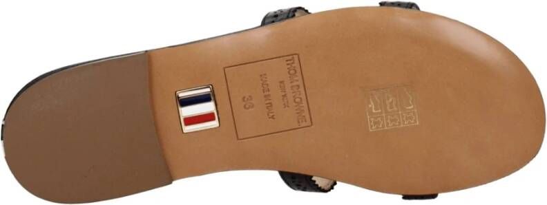 Thom Browne Zwarte leren slippers sandalen