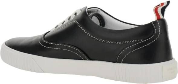 Thom Browne Zwarte Logo Tab Leren Sneakers Black Heren