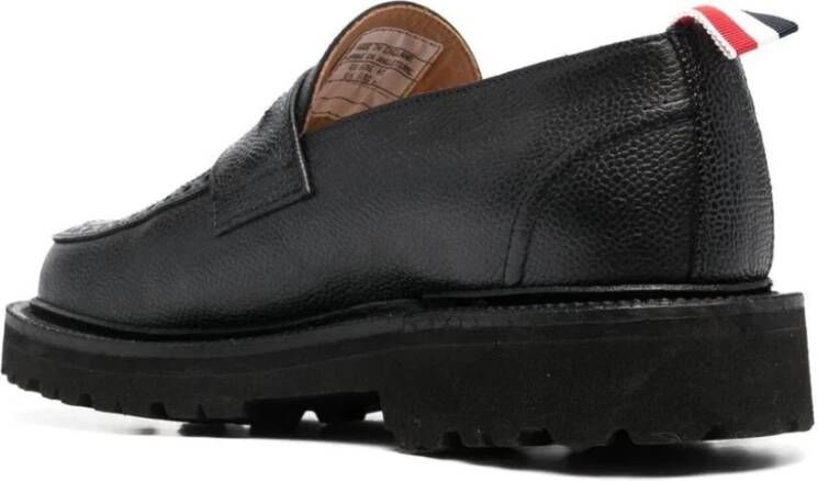 Thom Browne Zwarte Penny Loafers van Pebble Grain Leer Black Dames