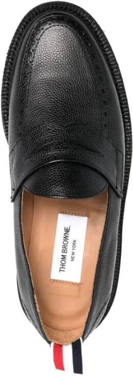 Thom Browne Zwarte Penny Loafers van Pebble Grain Leer Black Dames