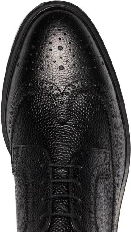 Thom Browne Zwarte platte schoenen met Longwing rubberen zool Brogue Black Heren