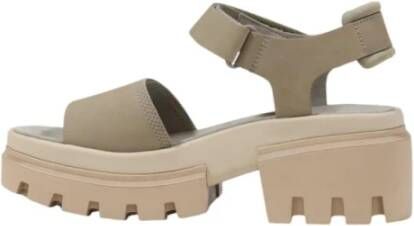 Timberland Beige Leren Gesp Sandalen met Rubberen Zool