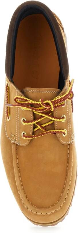 Timberland Beige Leren Loafers met Contrasterende Stiksels