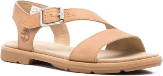 Timberland Beige Platte Sandalen met Gesp Sluiting