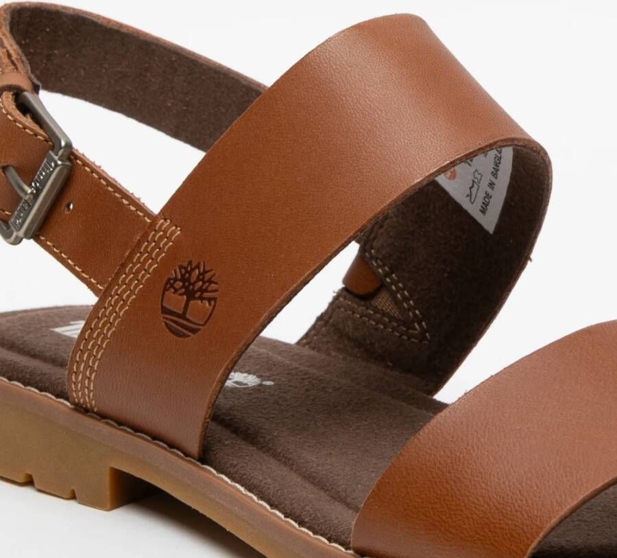 Timberland Bruine Dubbele Band Leren Sandalen Brown Dames