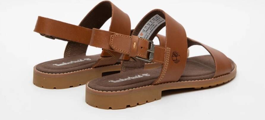 Timberland Bruine Dubbele Band Leren Sandalen Brown Dames