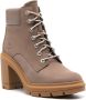 Timberland Beige Leren Enkellaarzen met Rubberen Zool Beige Dames - Thumbnail 17