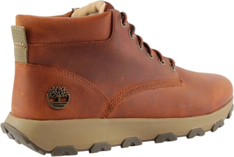 Timberland Oranje Volnerf Leren Schoenen Brown Heren