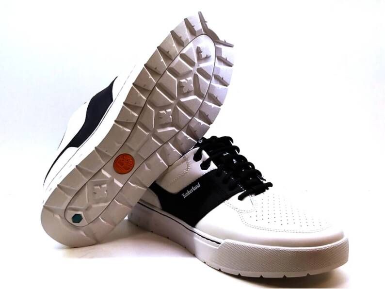Timberland Witte Leren Sneakers met Zwarte Veters Multicolor Heren