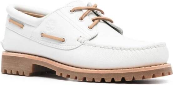 Timberland Witte platte schoenen met korrelige textuur White Heren