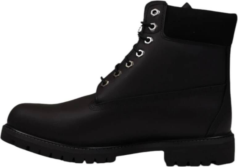 Timberland Zwarte leren veterlaarzen