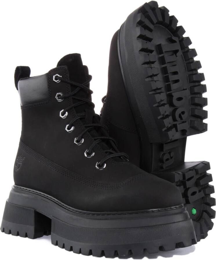 Timberland Zwarte Platform Veterschoenen Black Dames
