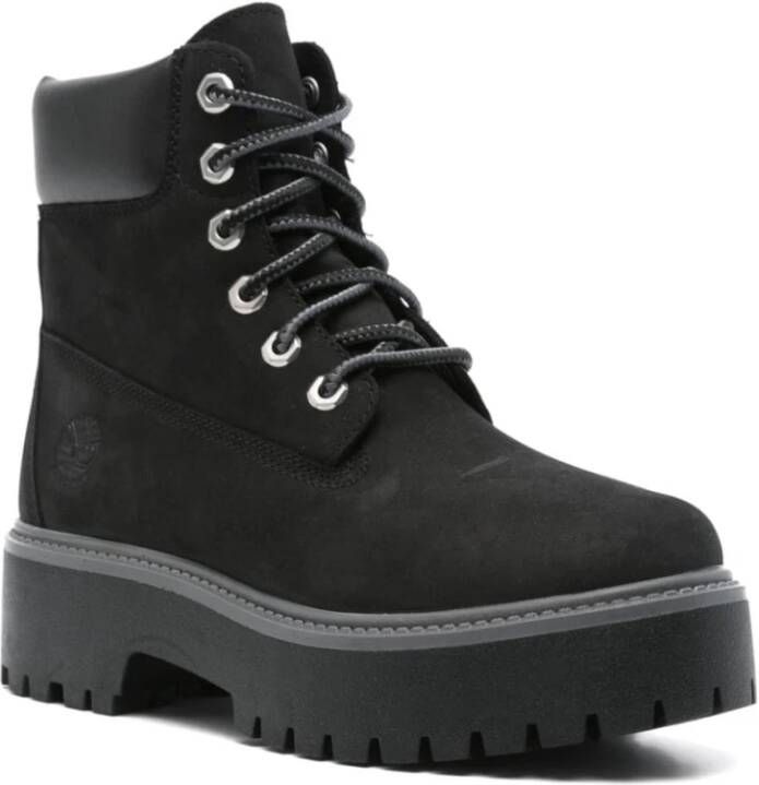 Timberland Zwarte Suède Enkellaarsjes met Veters