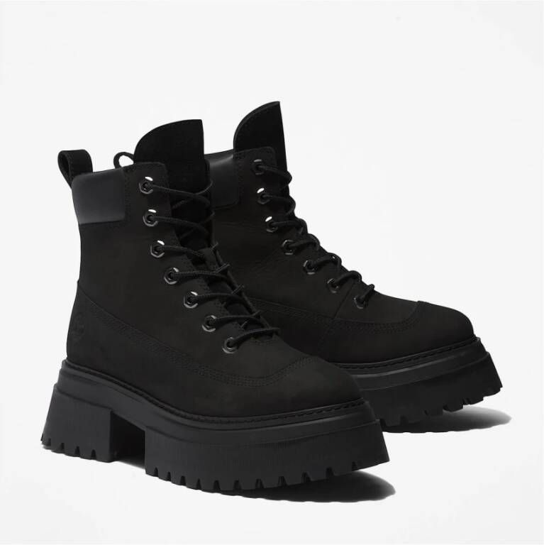 Timberland Zwarte Suède Veterschoenen Black Dames