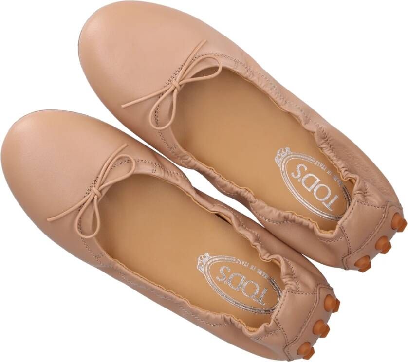 TOD'S Stijlvolle Bubble Kalbslederen Ballerina`s Beige Dames